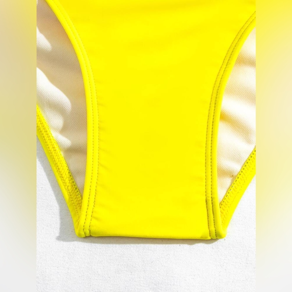 Yellow one piece halter bathers swimsuit - Picture 9 of 10